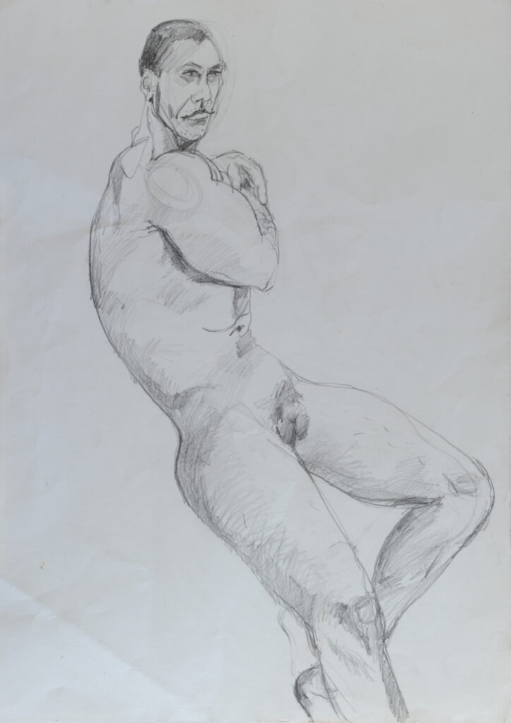 Male Nude (Charcoal drawing for stained glass) 2003.