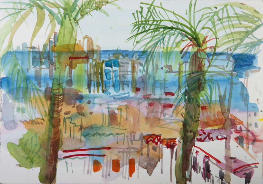 Cuba palm trees. Watercolour on paper. 2014.