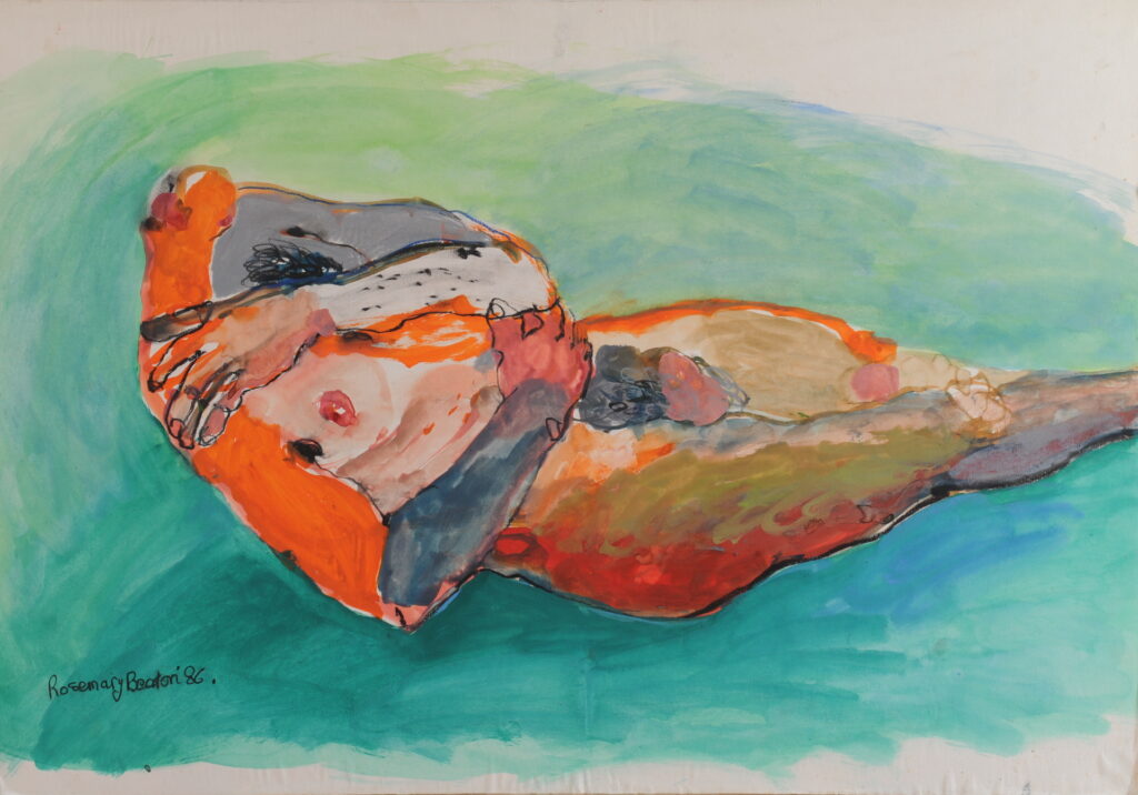 Orange Head Nude. Ink & Pastel. 1986.