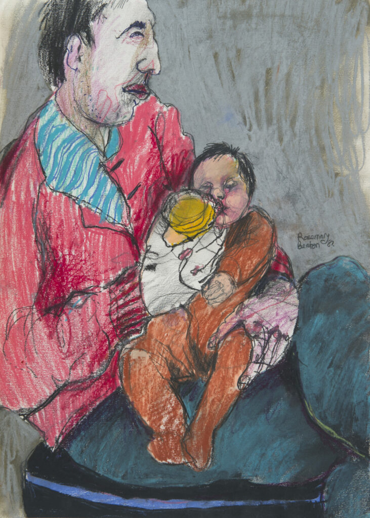 Paul and Simon. Pastel on paper. 1986.