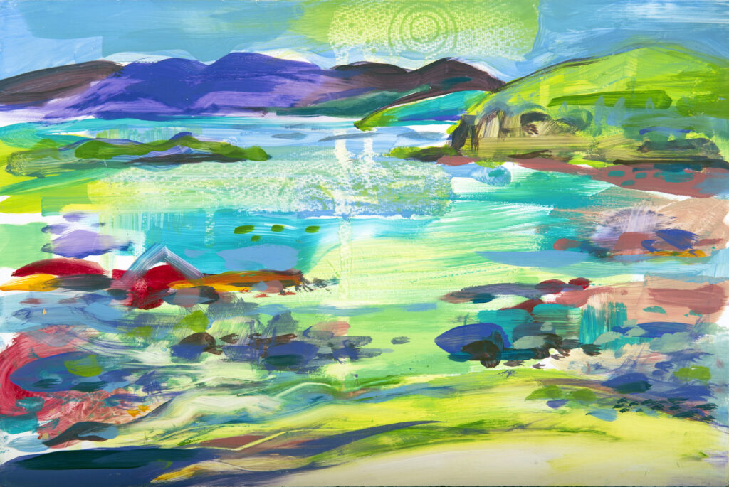 Purple Hills Lewis. Oil on Board. 20 x 30cm. 2016.