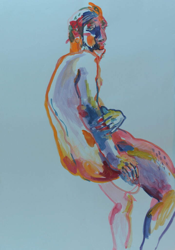 Seated Male Nude. Watercolour. 2010.
